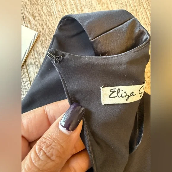 Eliza J Black Midi Dress with Embellished Waist - Picture 8 of 9